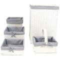 Redmon Redmon 7200WHGY Hamper & Basket Set; White & Gray - 5 Piece 7200WHGY